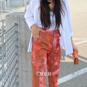 CIDER Red Tie Dye Wide Trousers Size Small